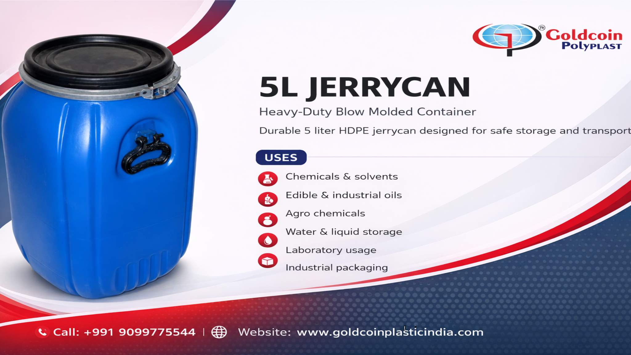 Chemical Packaging Jerrycan 5L Manufacturer in Ahmedabad